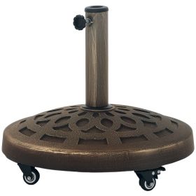 Outsunny Round Patio Umbrella Base with Wheels, 46 lbs Resin Umbrella Stand Base