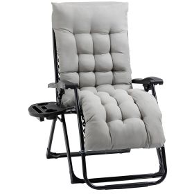 Outsunny Comfy Recline Chair with Cup Rest & Cushion for Alfresco Relaxation