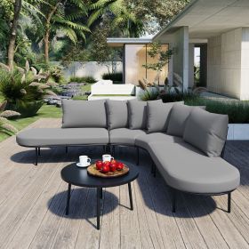 GO Patio Half- Moon Curved Outdoor Furniture Sofa Set with Coffee Table, All Weather Iron Frame Outdoor Indoor Conversation Set for 6 People