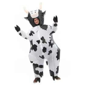 Inflatable Costume Cow Game  Funny Blow Up Suit Halloween Cosplay Party--Only Supports Self-pickup. (Option: Cow)