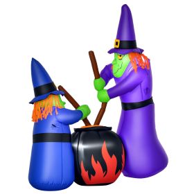 Outdoor Yard Colorful 5.5ft Blow Up Inflatable Halloween Two Old Witch And Magical Potions Decoration With LED For Indoor Outdoor House Party Dis (Option: Multi Colour)