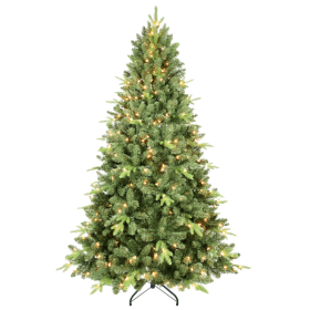 Artificial 7ft Green Christmas Tree With 1875 PE PVC Mixed Branch Tips, 450 UL Warm White Led, Memory Wire Iron Wire, Hinged Premium & Foldable B (Option: Default Title)
