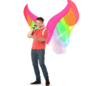 Inflatable Wings Costume Blow Up Wing Suit Fancy Limb Dress For Halloween Cosplay Party Christmas--Only Supports Self-pickup. (Option: Rainbow Wings)
