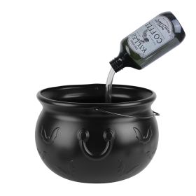 Halloween Decorations Floating Bottle Set With Witches Cauldron And Mist Maker With Green Light Spooky Vintage Party Decorations For Indoor Home (Color: Black)