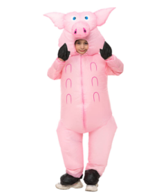 Inflatable Pig Costume Full Body Suit Pink Pig Costumes Air Blow Up Suit Party Dress Halloween And Christmas Cosplay--Only Supports Self-pickup. (Color: PINK)