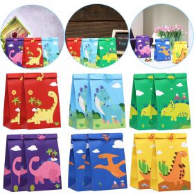 12Packs Christmas Dinosaur Candy Bags With 24Pcs Stickers Party Favor Bags Paper Gift Bags Treat Goody Gift Wrapping Bags For Christmas Halloween (Option: W13617756)