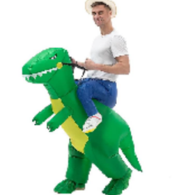 Dinosaur Costume Funny Blow Up Halloween Ride On Big Head Inflatable T-Rex Costumes (Color: Green)