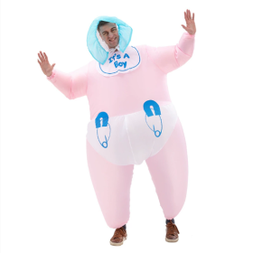 Men's Inflatable Costume Boys Giant Blow Up Party Halloween Christmas Child Baby Cosplay, Adult Size-Only Supports Self-pickup. (Color: PINK)