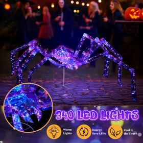 3FT Halloween Decorations Light Up Spider, Outdoor Halloween Decor Lighted Iridescent Spider, Weather Proof Pre-lit Spider With 340 LED Lights, F (Option: Halloween)