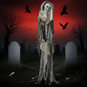 74inch Life Size Outdoor Halloween Decorations Skeleton Witch, Sound And Motion Activated Animated Prop Animatronic Decor With Light Up Eyes, Spo (Option: Multi Color)