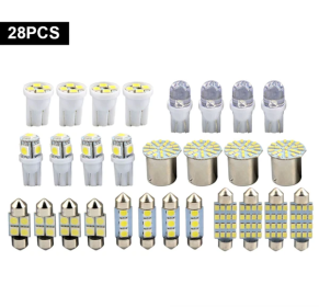 28pcs Car Interior White Combo LED Map Dome Door Trunk License Plate Light Bulbs (Option: 28pcs)