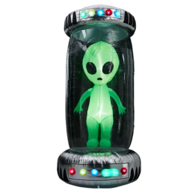 8.2FT Tall Halloween Inflatable Outdoor Decoration, Blow Up UFO With Alien Halloween Decor With Animated RGB LEDs, Prelit Blow Up Yard Decor For (Option: Default Title)